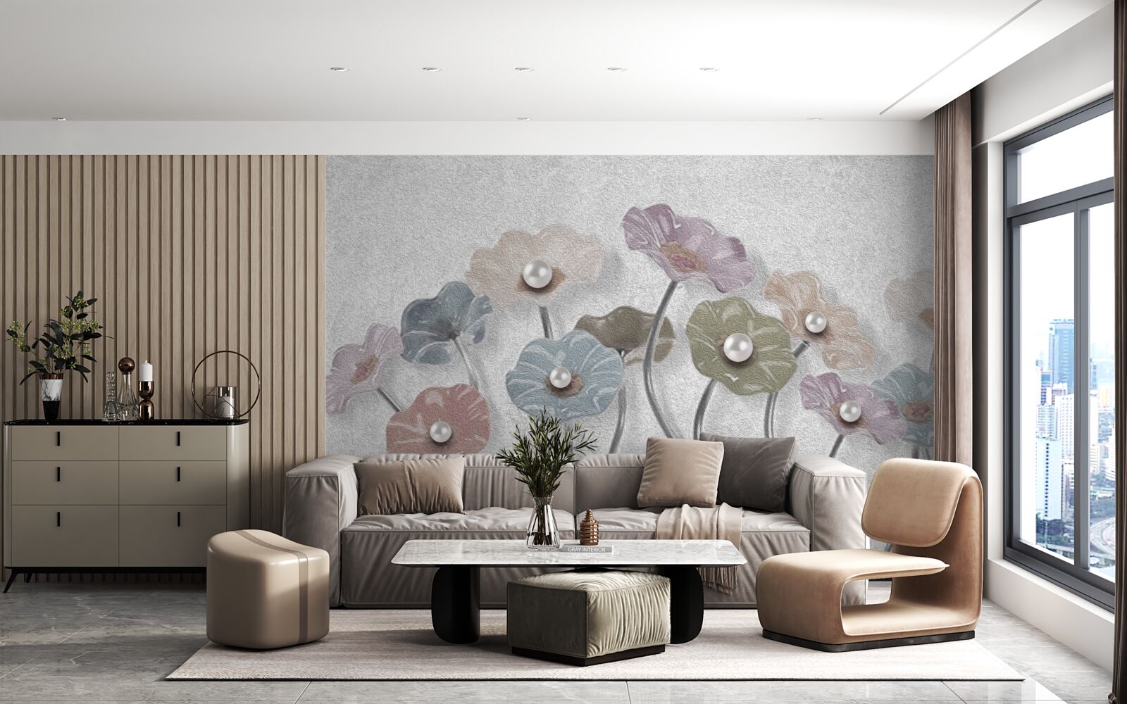 Fotobehang ranke gerbera's verzameld in een boeket van verschillende kleuren