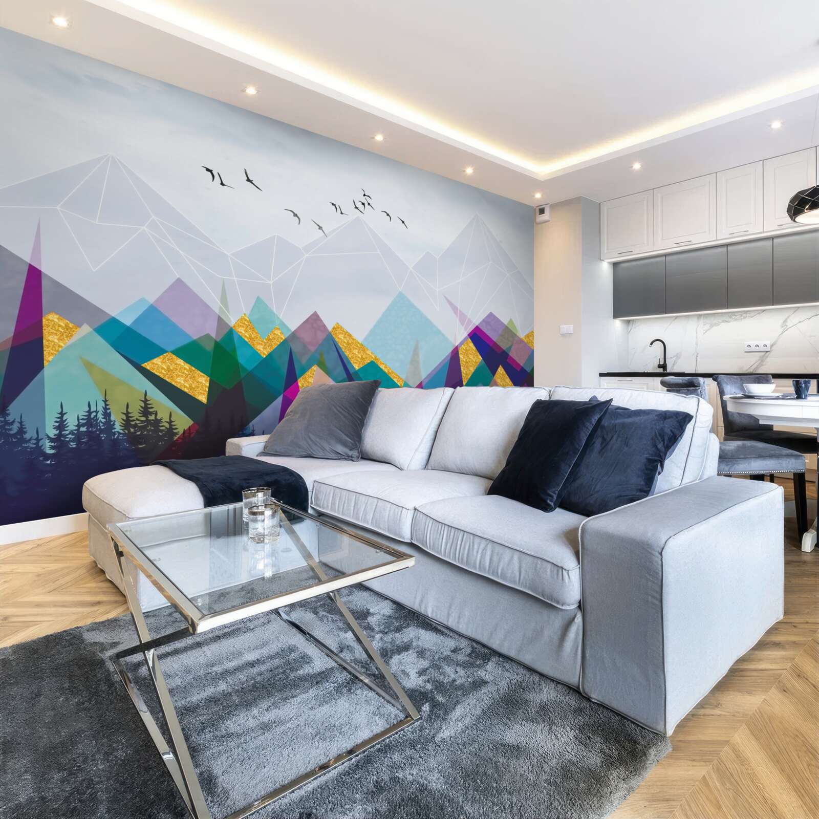 Fotobehang dubbelzinnig bos in de bergen