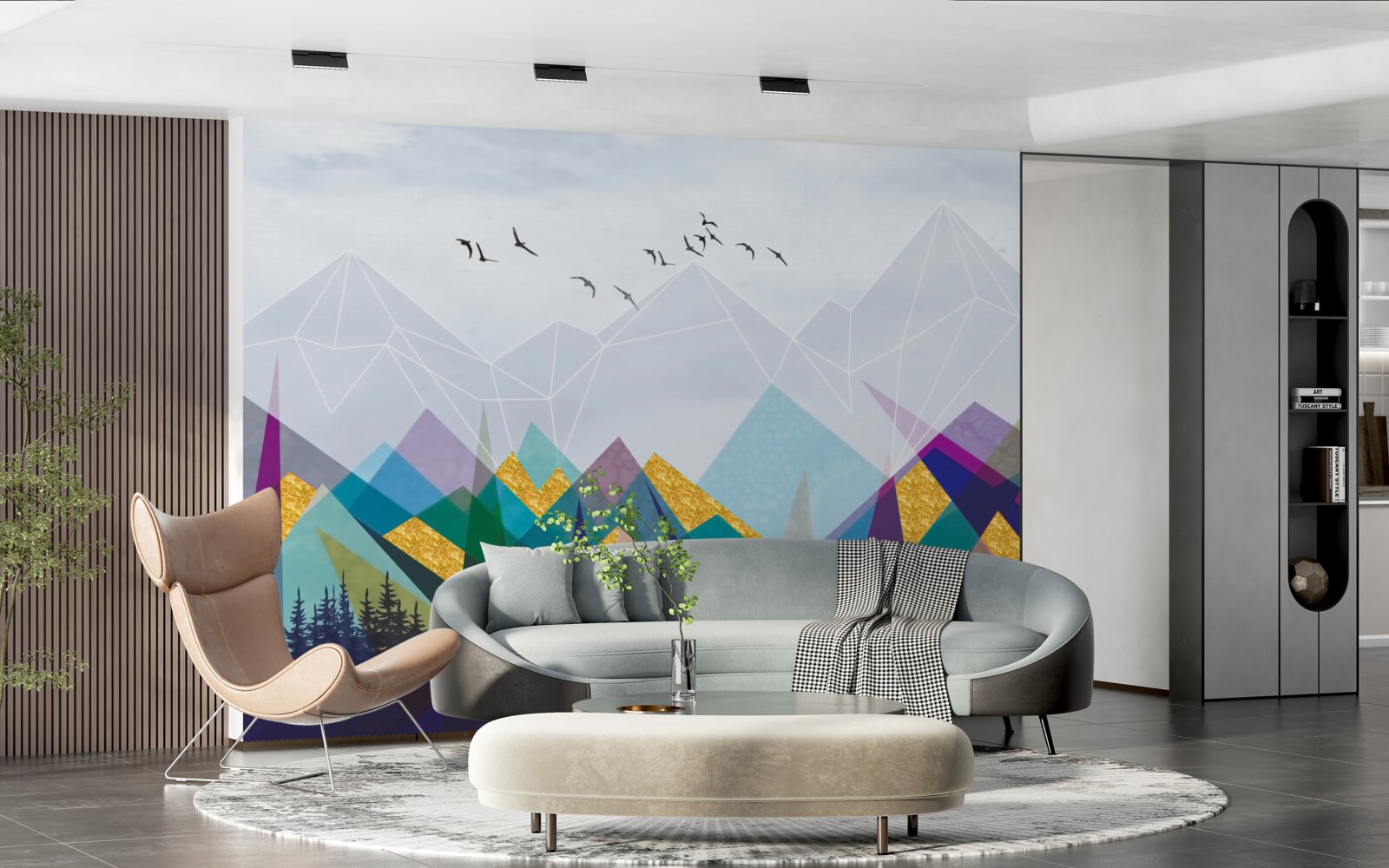 Fotobehang dubbelzinnig bos in de bergen