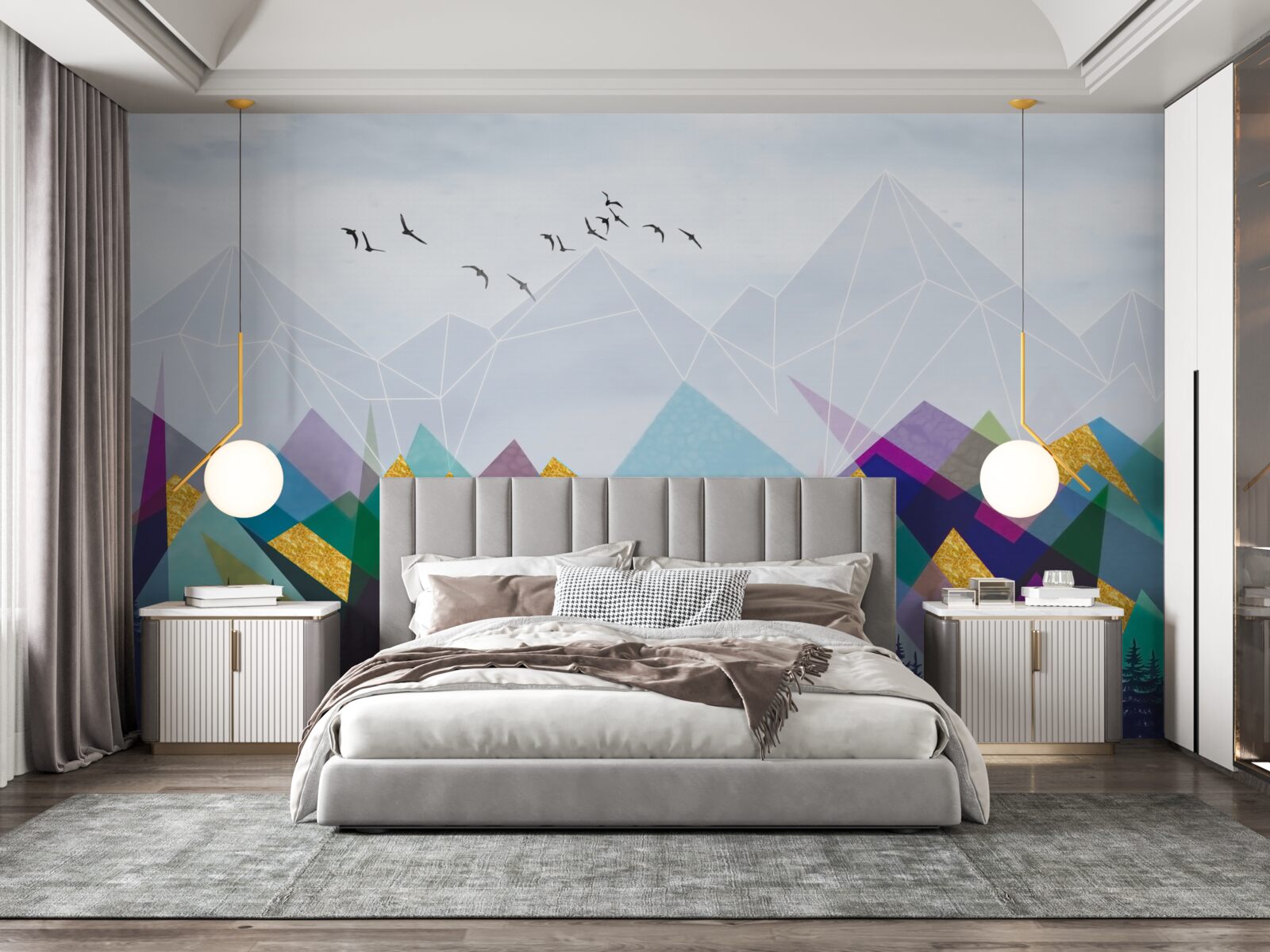 Fotobehang dubbelzinnig bos in de bergen