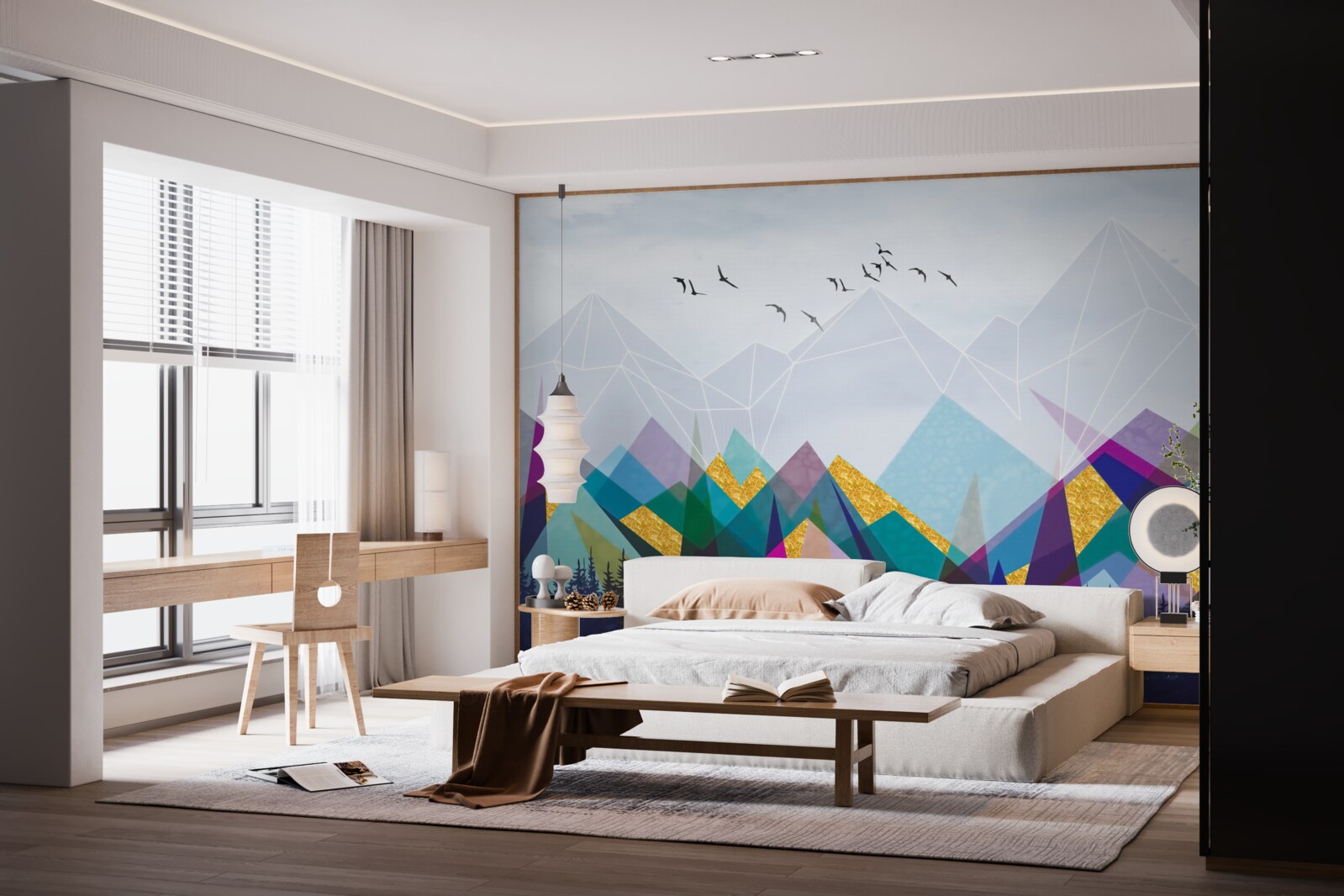 Fotobehang dubbelzinnig bos in de bergen