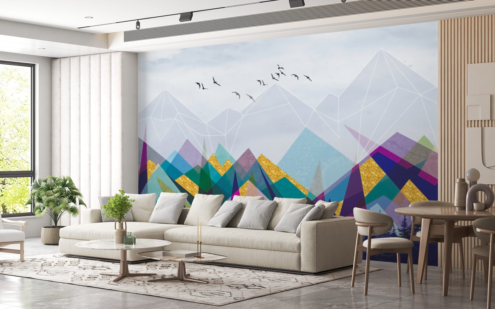 Fotobehang dubbelzinnig bos in de bergen