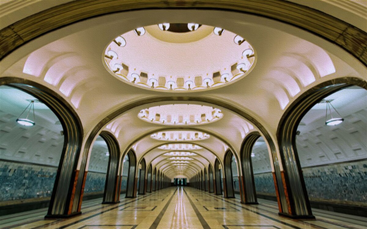 Fotobehang visuele weergave van een metrotunnel