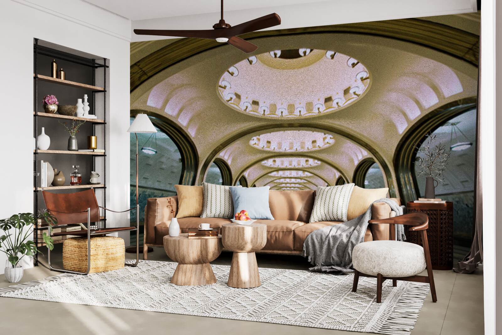 Fotobehang visuele weergave van een metrotunnel