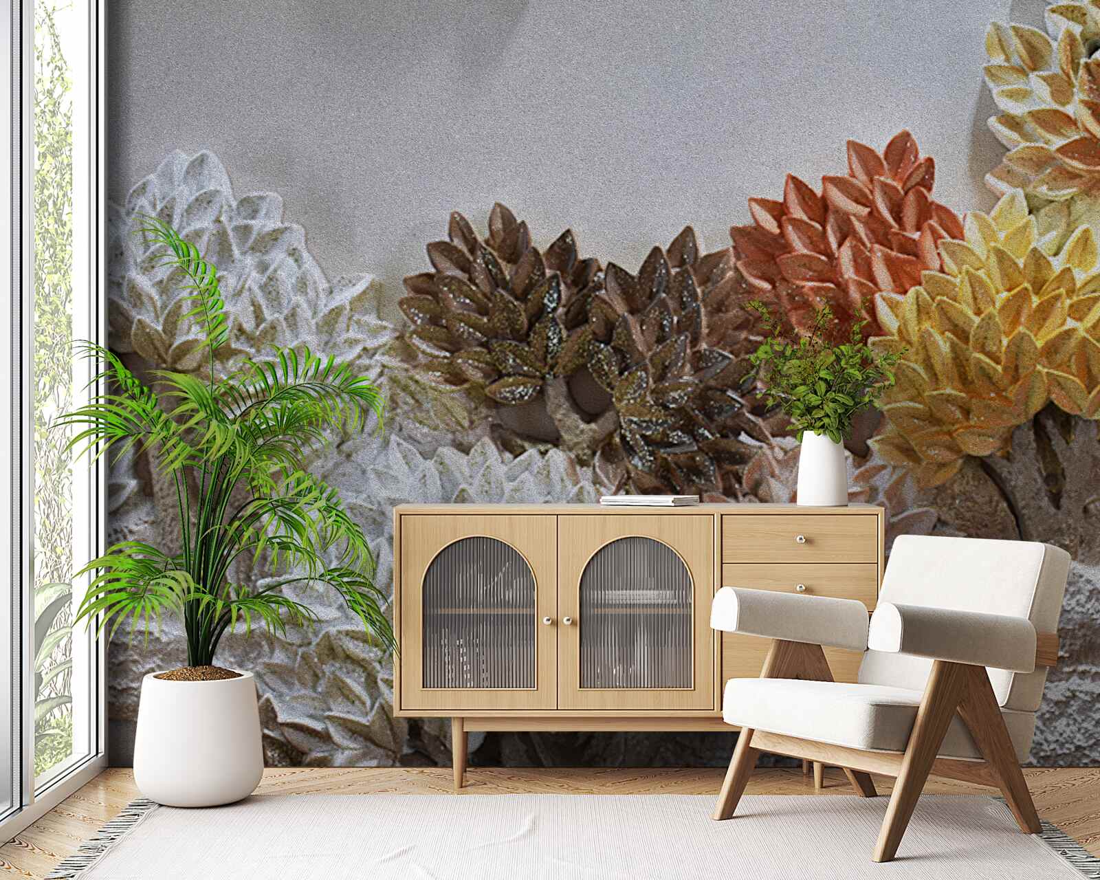 Fotobehang de tinten van het bed doen denken aan de herfst in een koud bos