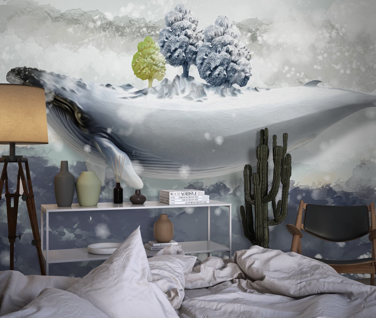 Fotobehang albinowalvis in een ijzige zee