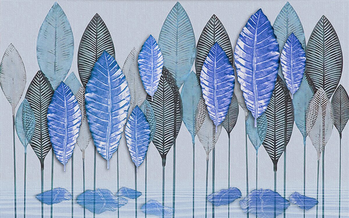 Fotobehang bos ondergedompeld in abstractie, onder een sluier van regen