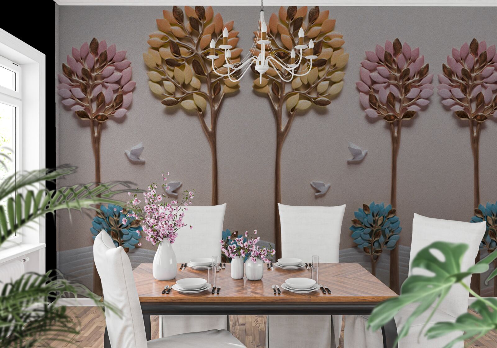 Fotobehang palmbomen en tropische kust