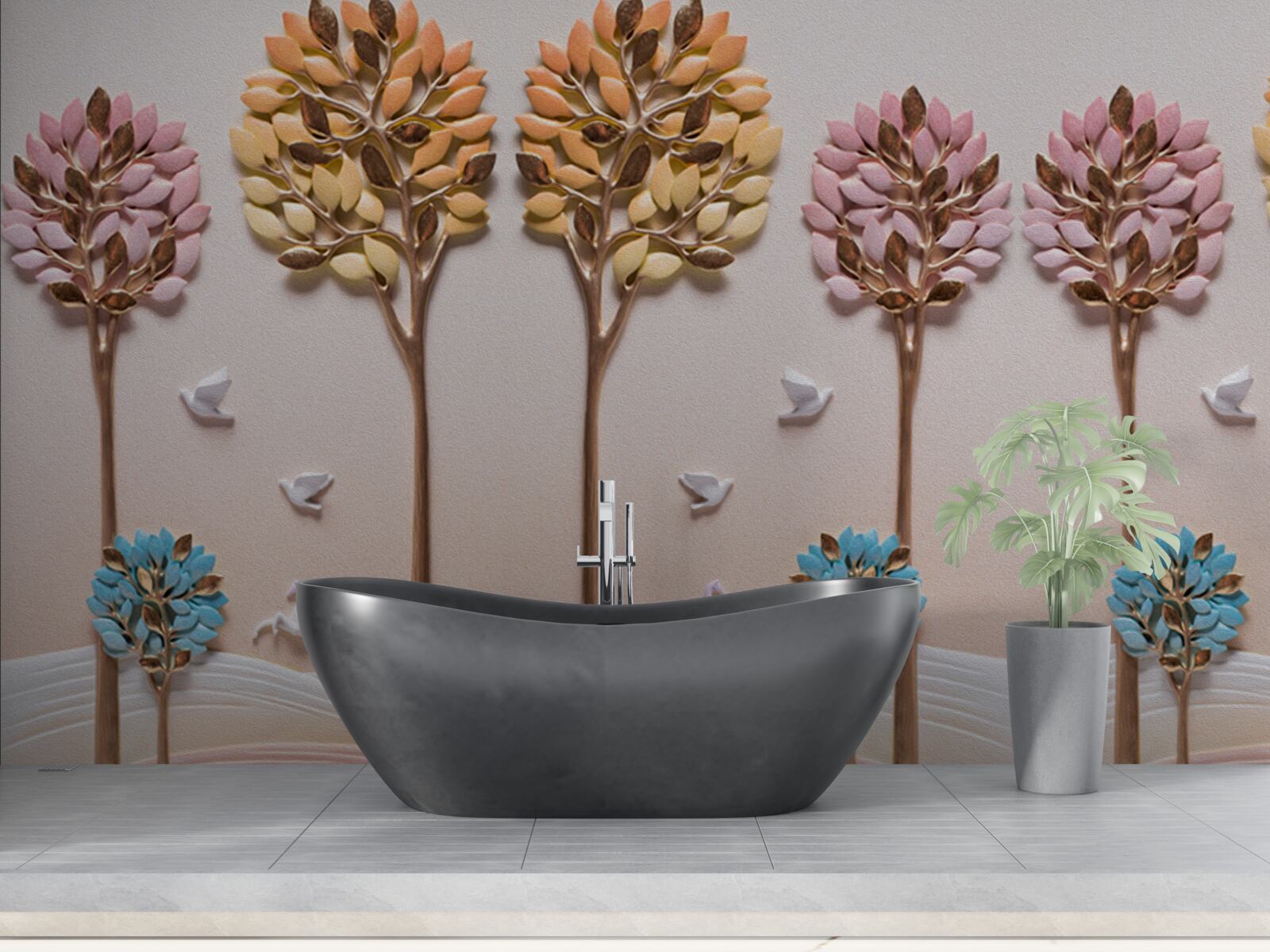 Fotobehang palmbomen en tropische kust