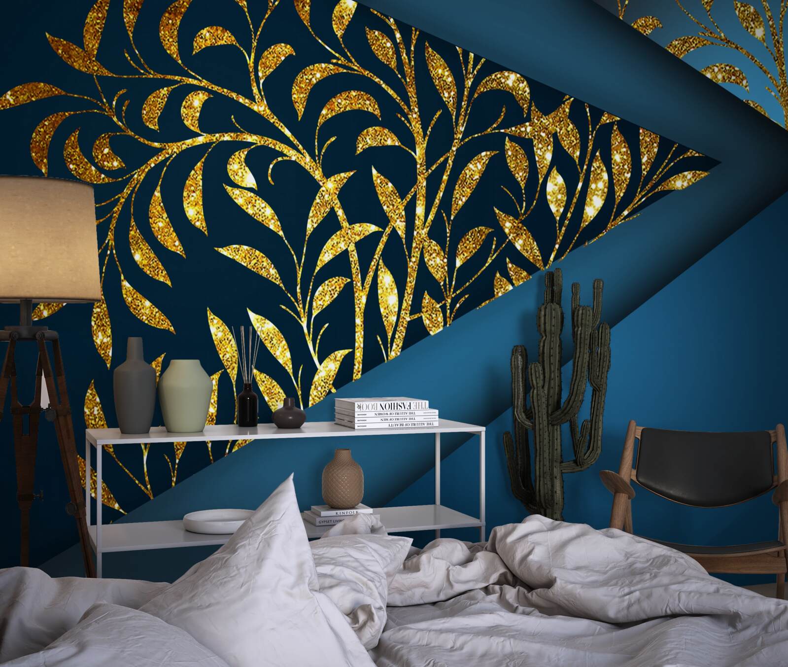 Fotobehang tarwe glanst goud onder de nachtelijke hemel