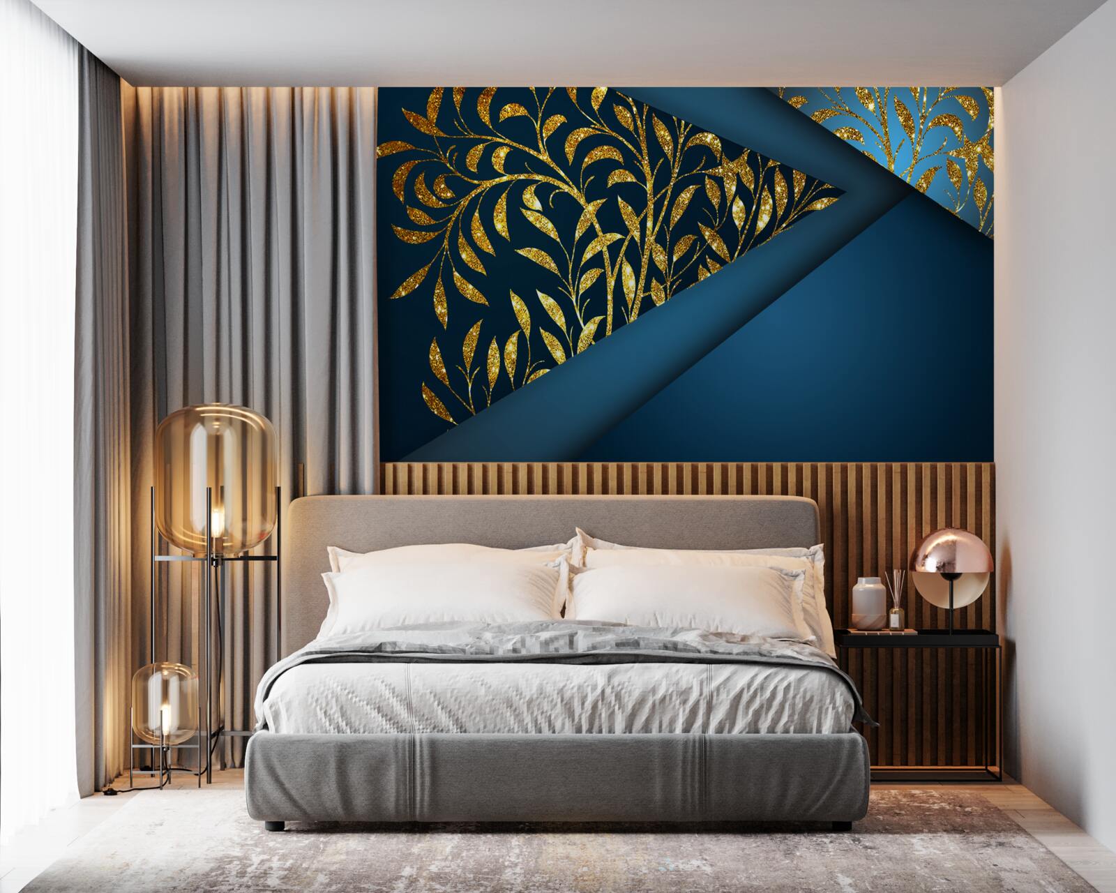 Fotobehang tarwe glanst goud onder de nachtelijke hemel