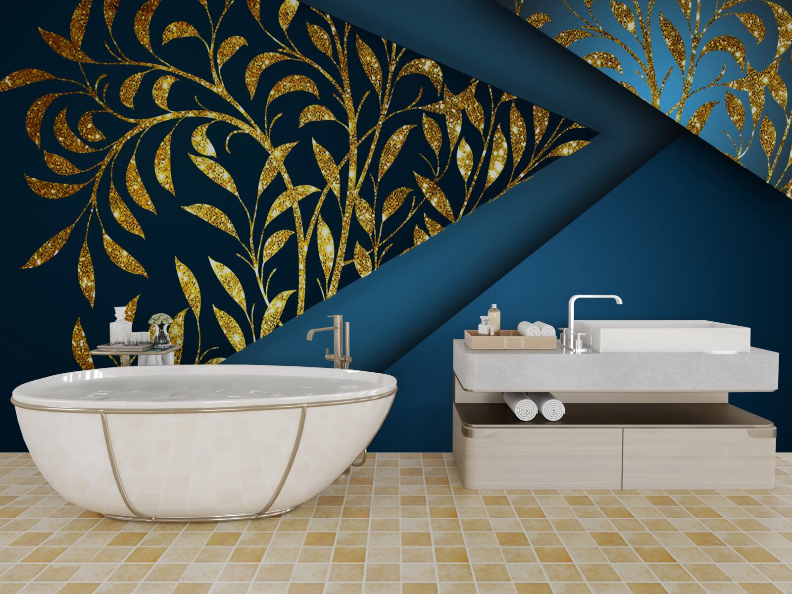 Fotobehang tarwe glanst goud onder de nachtelijke hemel