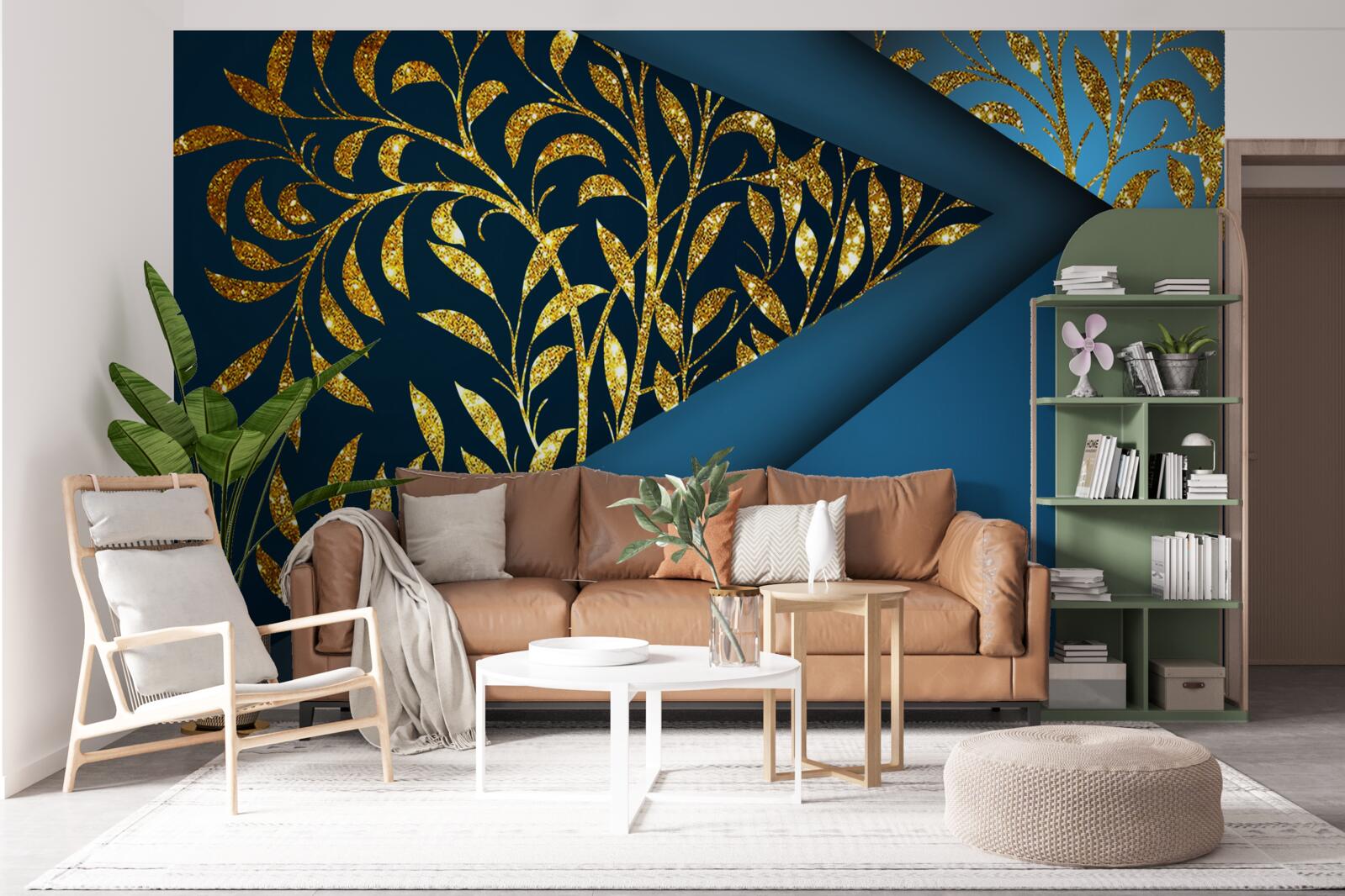 Fotobehang tarwe glanst goud onder de nachtelijke hemel