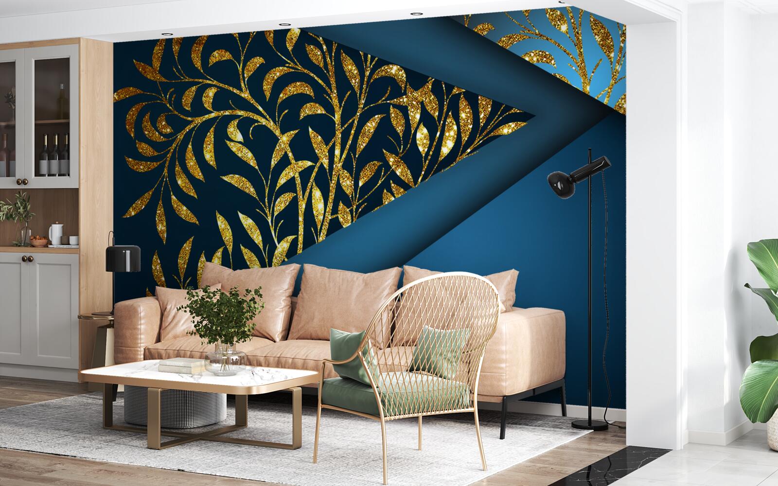 Fotobehang tarwe glanst goud onder de nachtelijke hemel