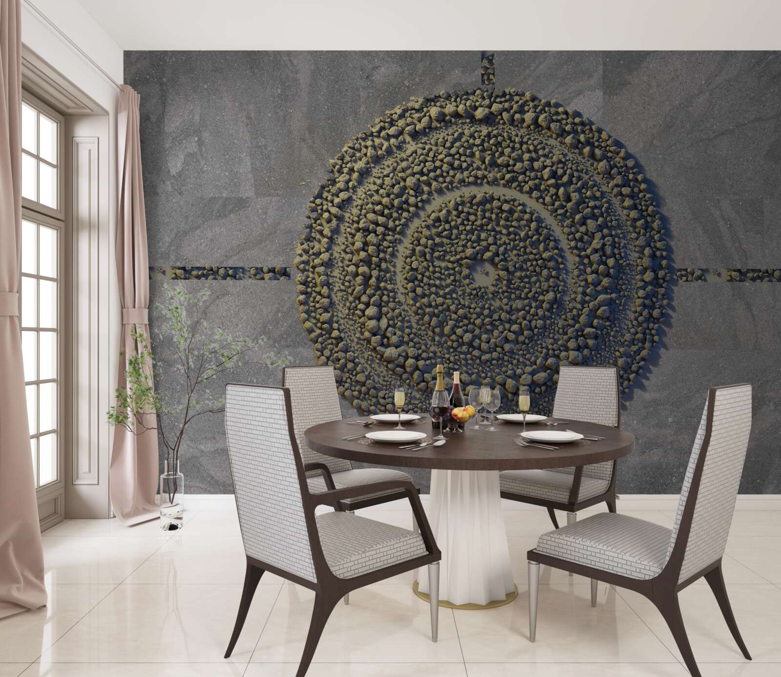 Fotobehang een park met een groene, cirkelvormige aanblik