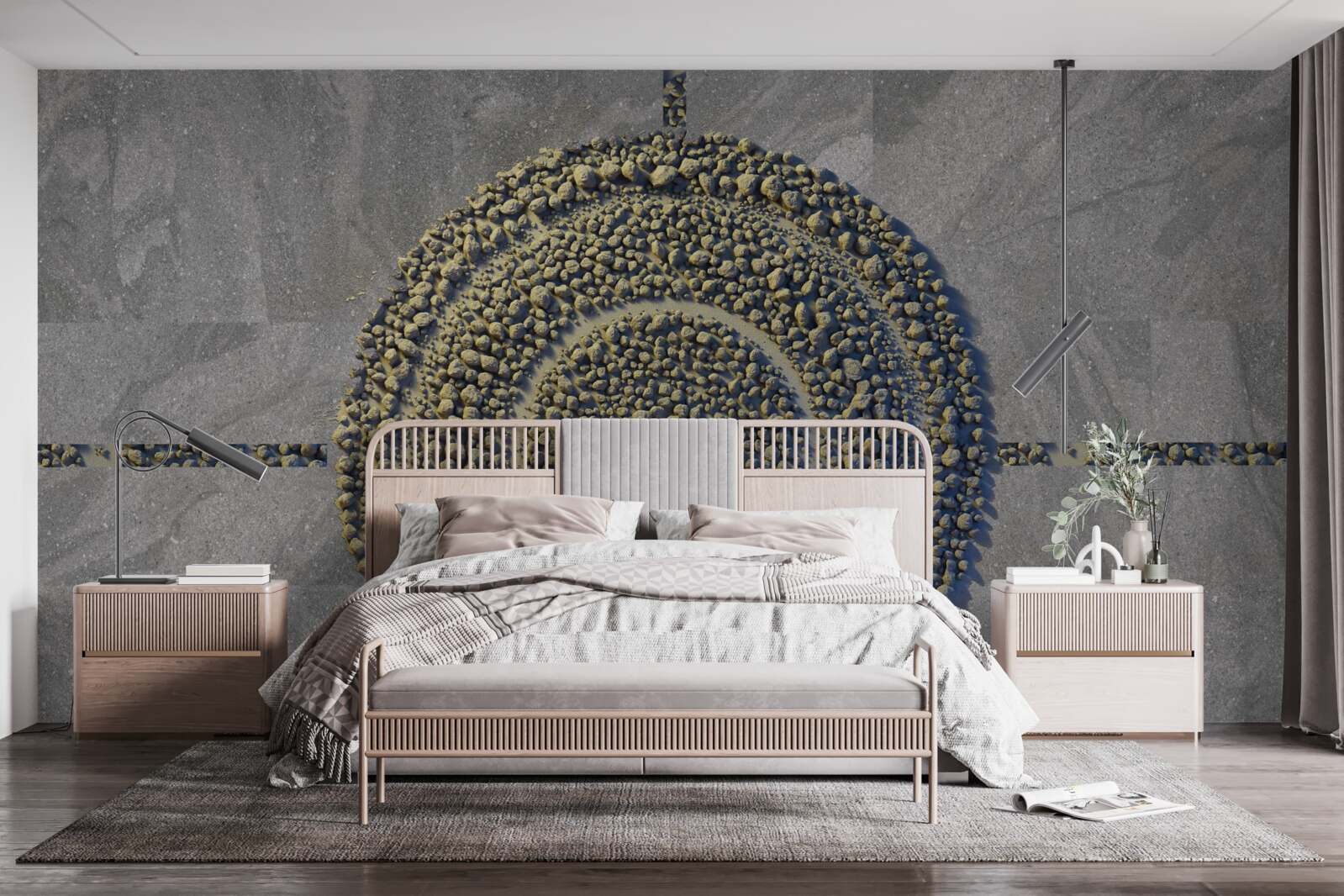 Fotobehang een park met een groene, cirkelvormige aanblik