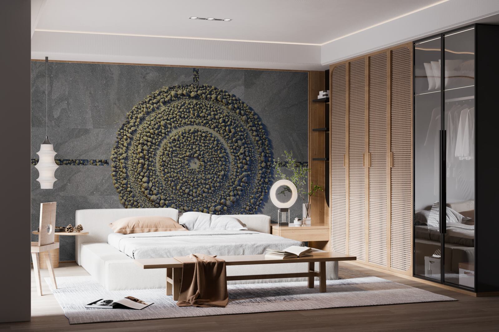 Fotobehang een park met een groene, cirkelvormige aanblik