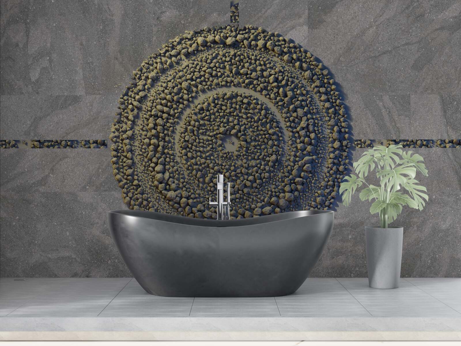 Fotobehang een park met een groene, cirkelvormige aanblik