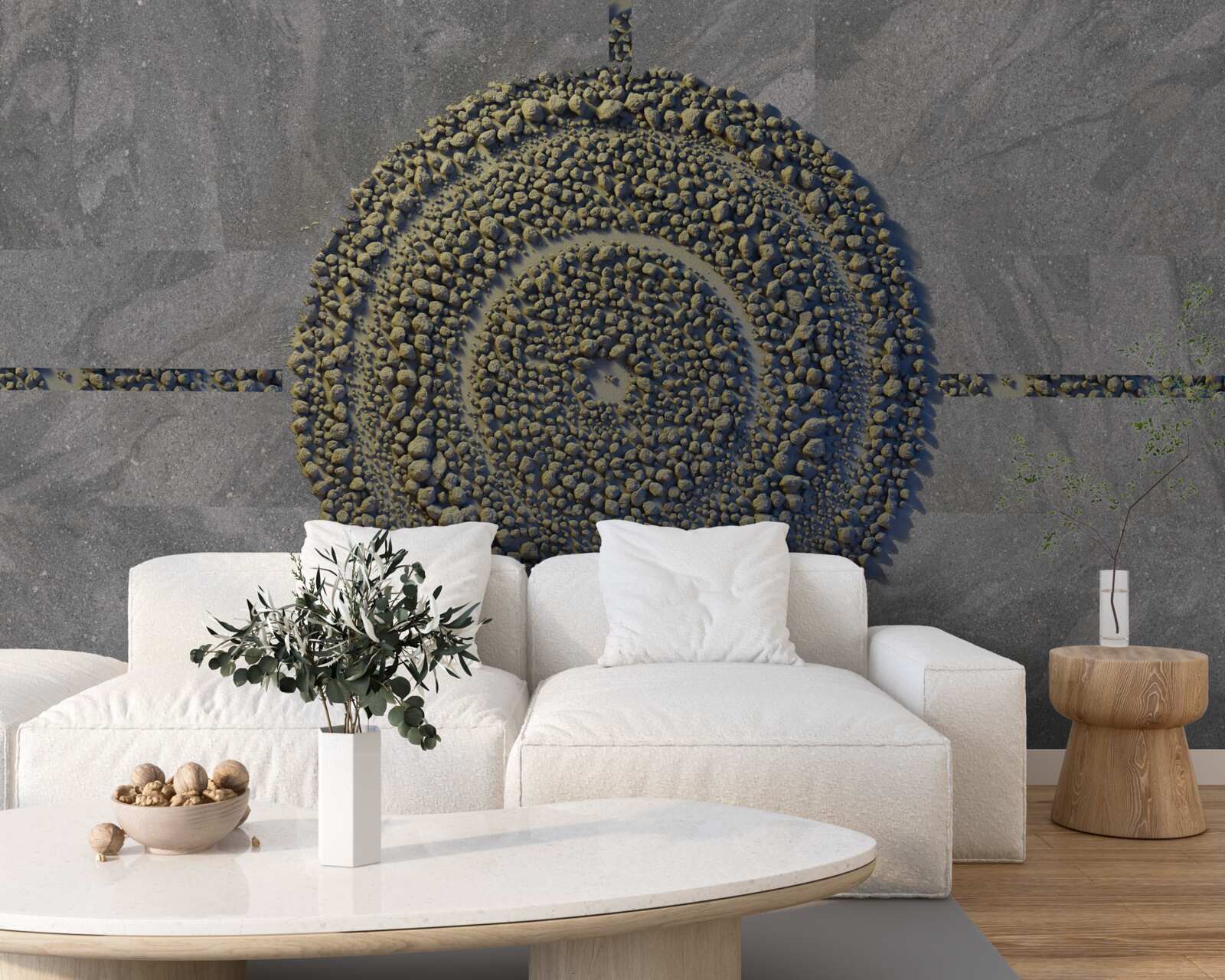 Fotobehang een park met een groene, cirkelvormige aanblik