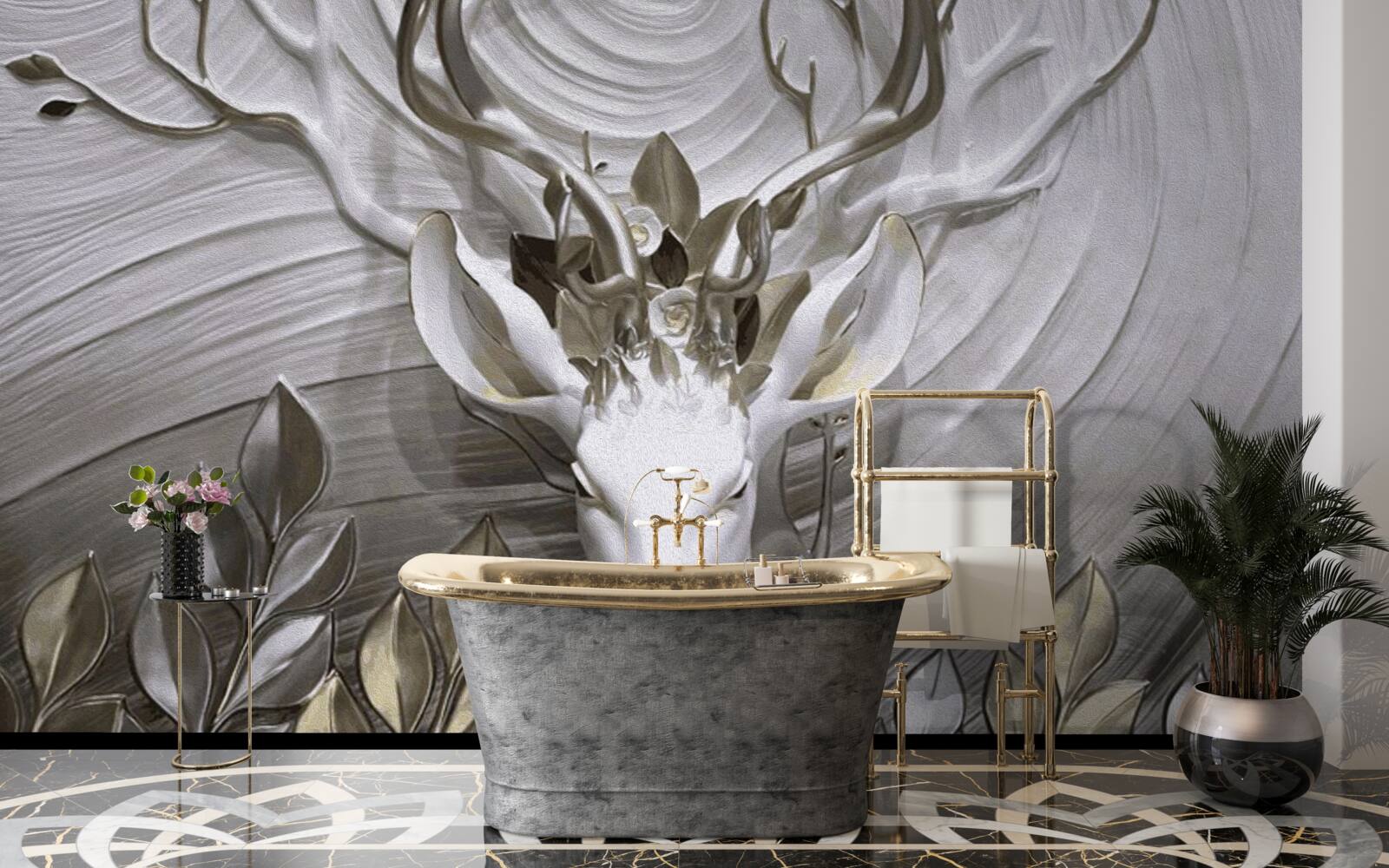 Fotobehang majestueus hert met verbazingwekkende horens