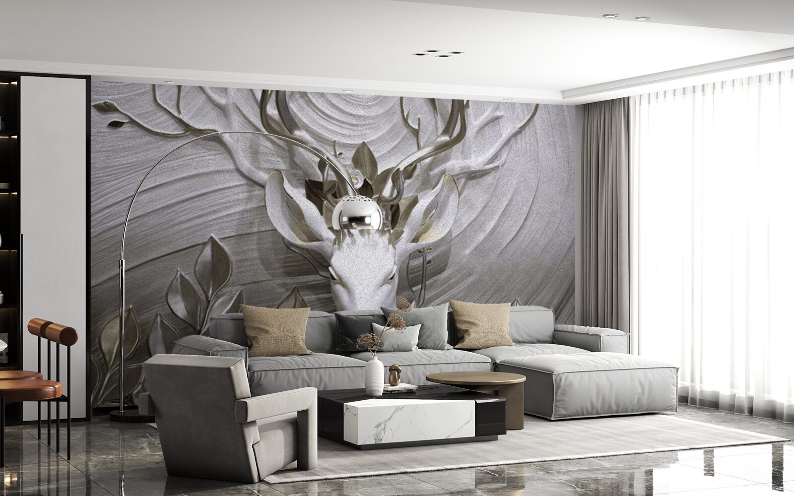 Fotobehang majestueus hert met verbazingwekkende horens