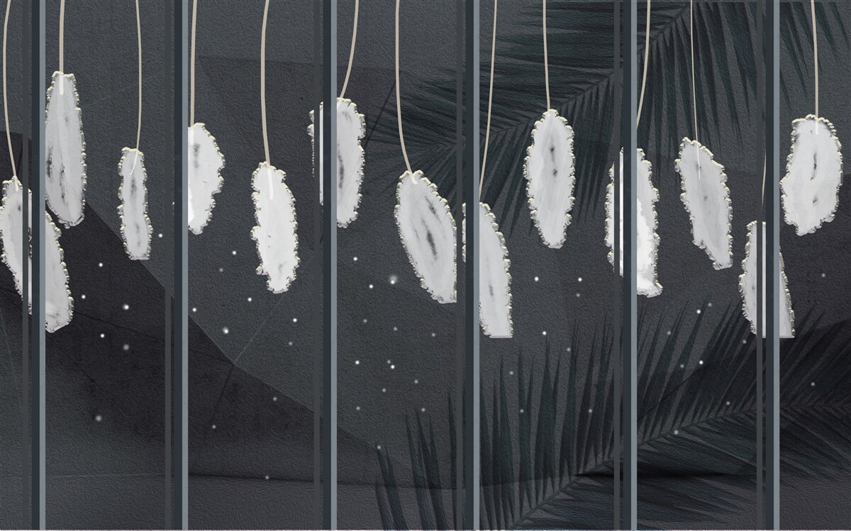 Fotobehang dons achter het avondglas