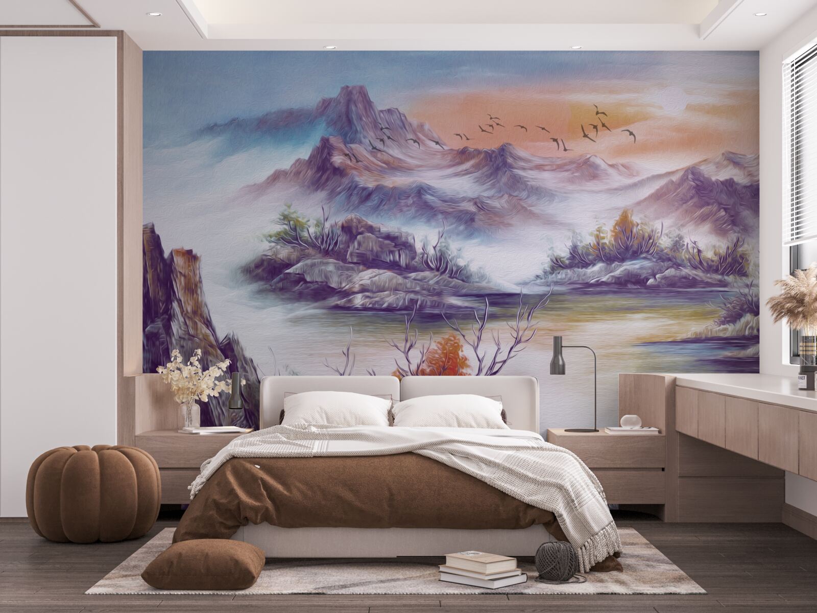 Fotobehang de bergen zijn in mist gehuld