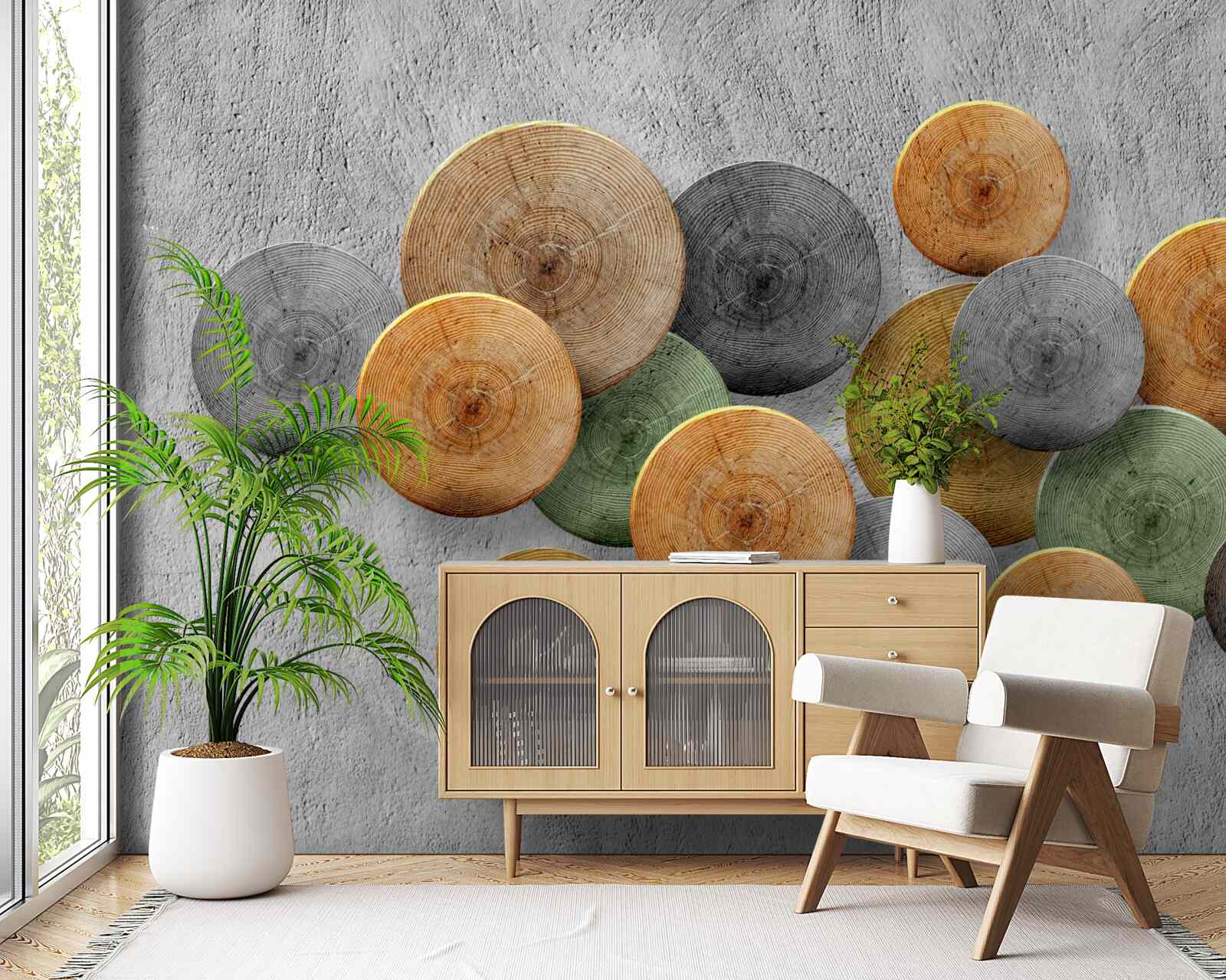 Fotobehang boomdelen met verschillende tinten