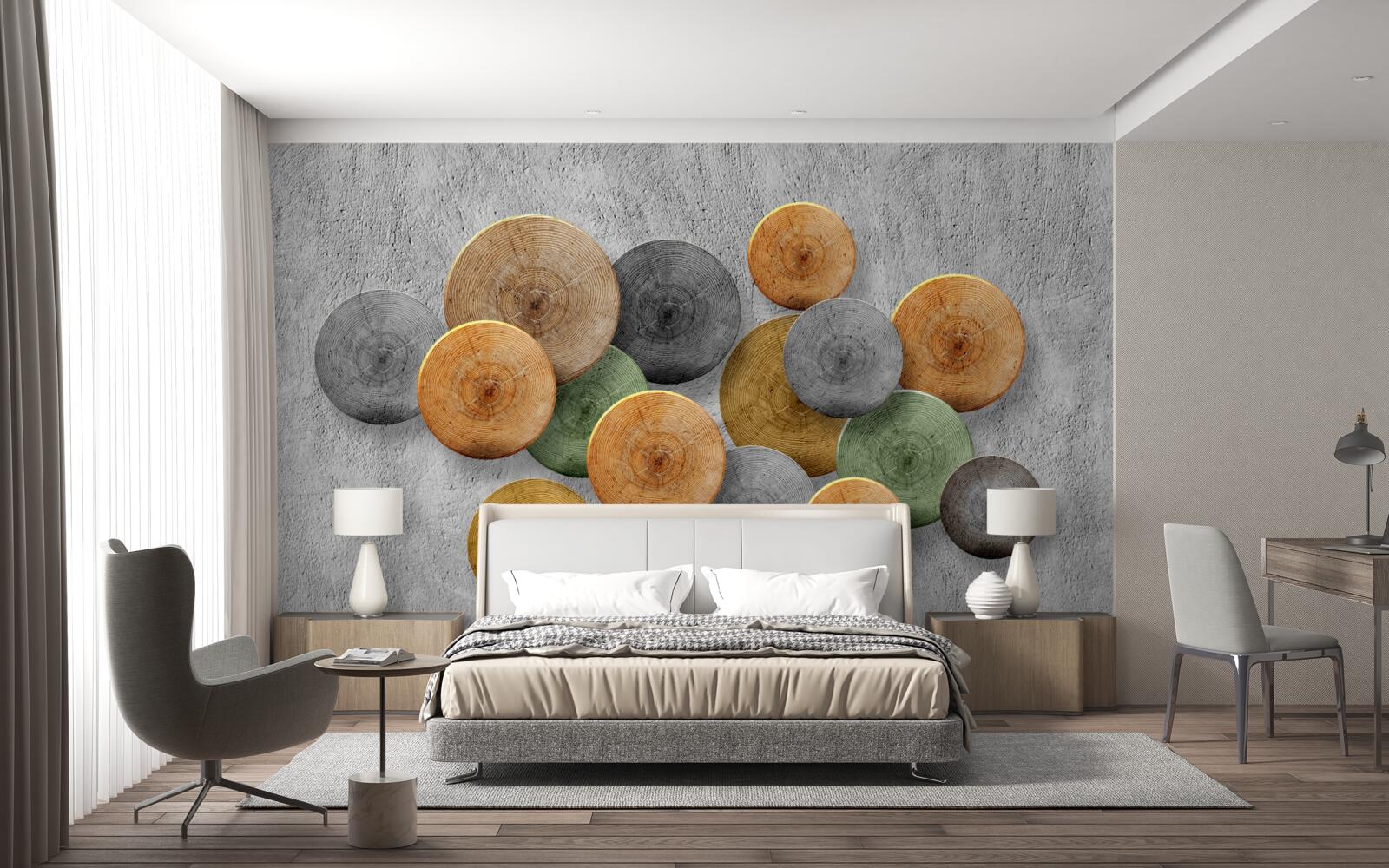 Fotobehang boomdelen met verschillende tinten