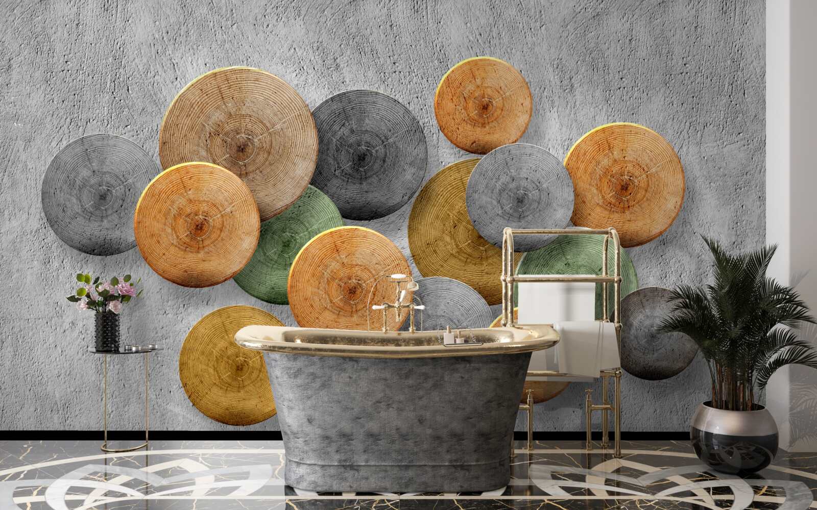 Fotobehang boomdelen met verschillende tinten