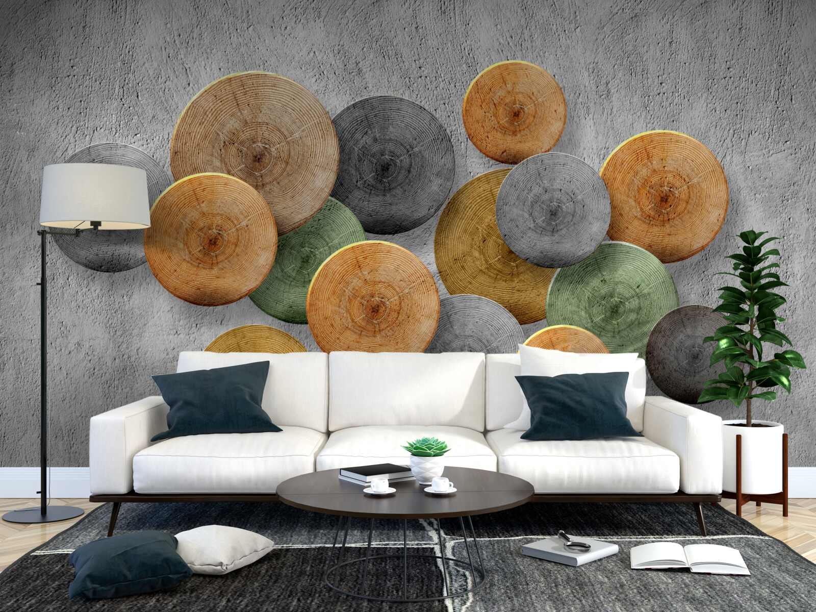 Fotobehang boomdelen met verschillende tinten