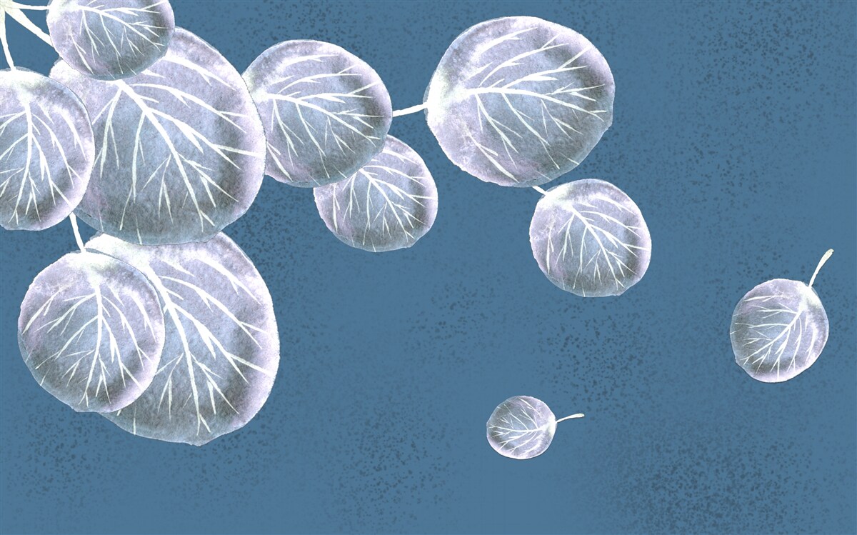 Fotobehang bladeren die in de lucht vallen