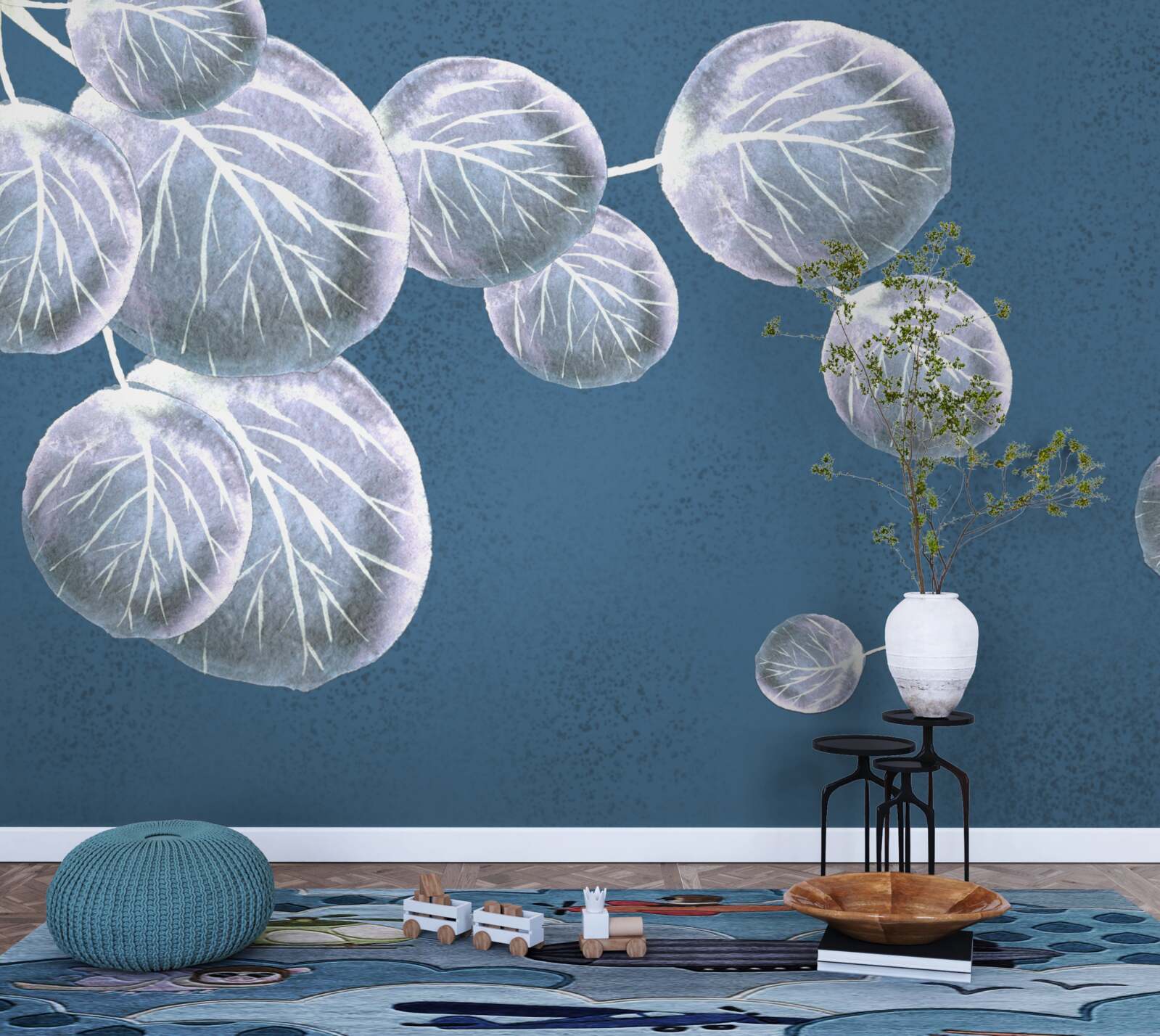 Fotobehang bladeren die in de lucht vallen