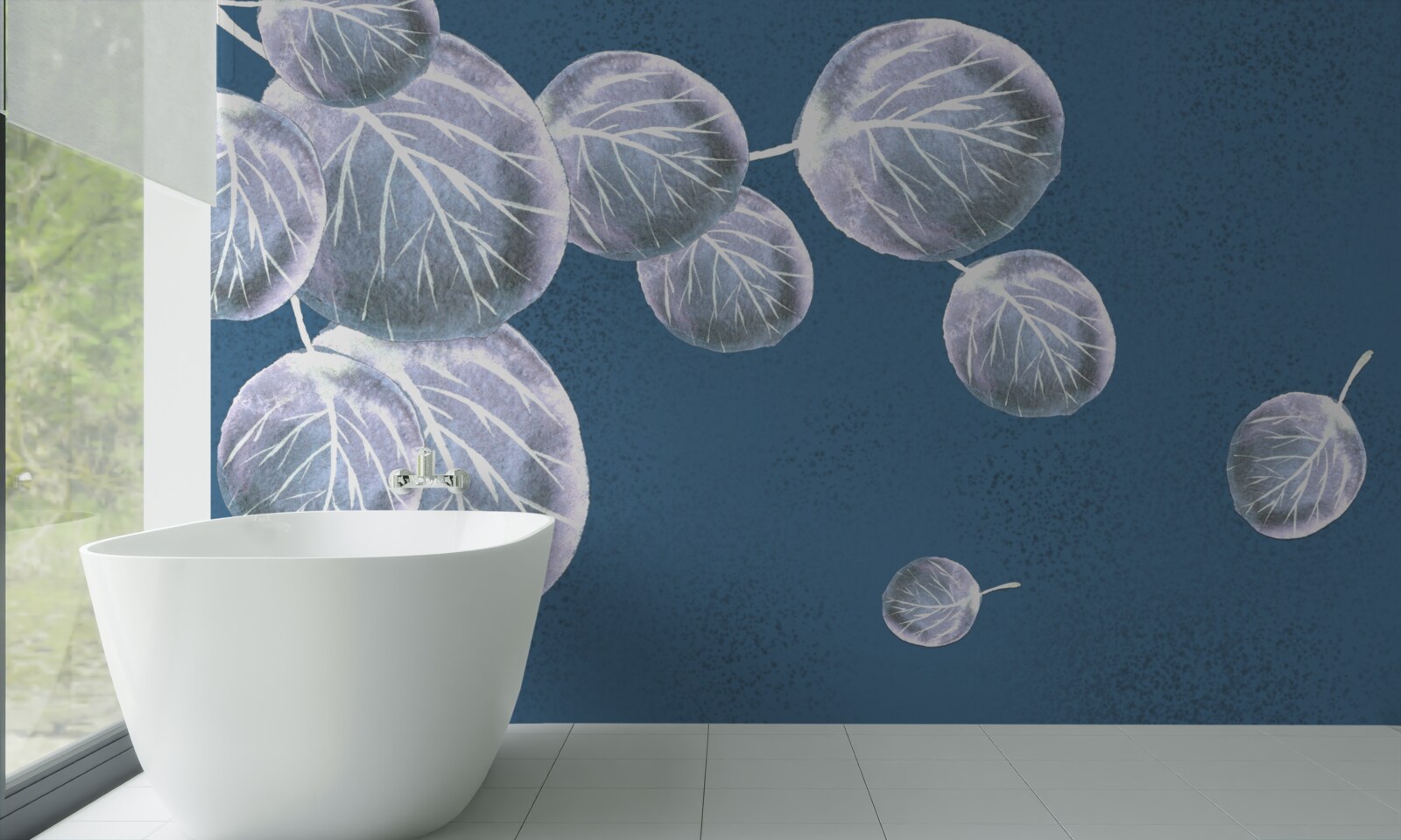 Fotobehang bladeren die in de lucht vallen