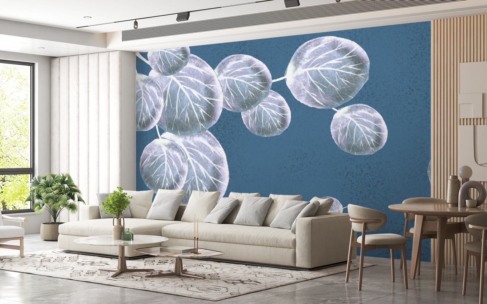 Fotobehang bladeren die in de lucht vallen