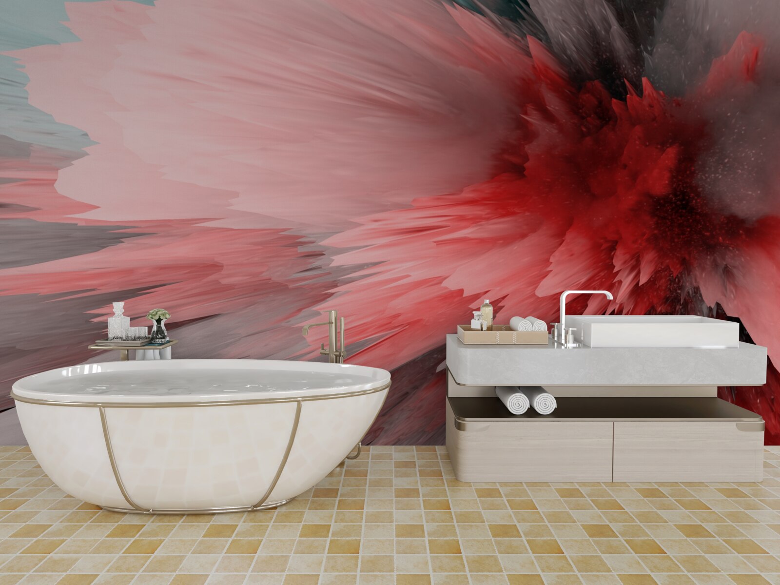 Fotobehang Energiek accent in scharlakenrode tinten