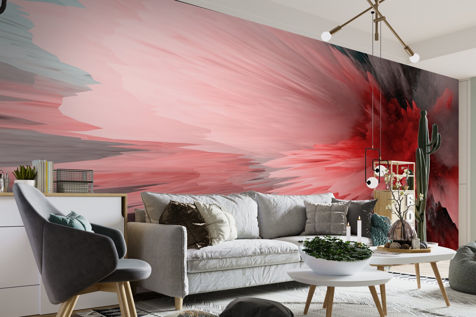 Fotobehang Energiek accent in scharlakenrode tinten