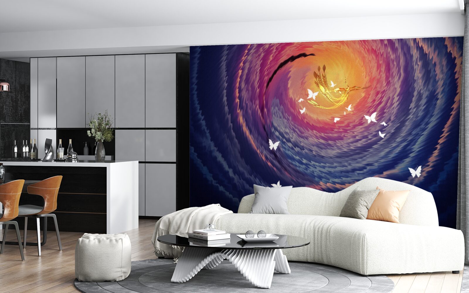 Fotobehang abstractie is licht in een donkere nacht