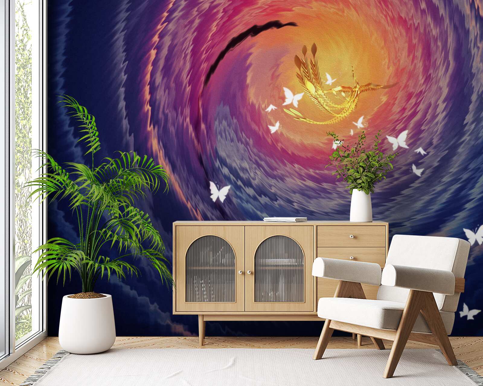 Fotobehang abstractie is licht in een donkere nacht