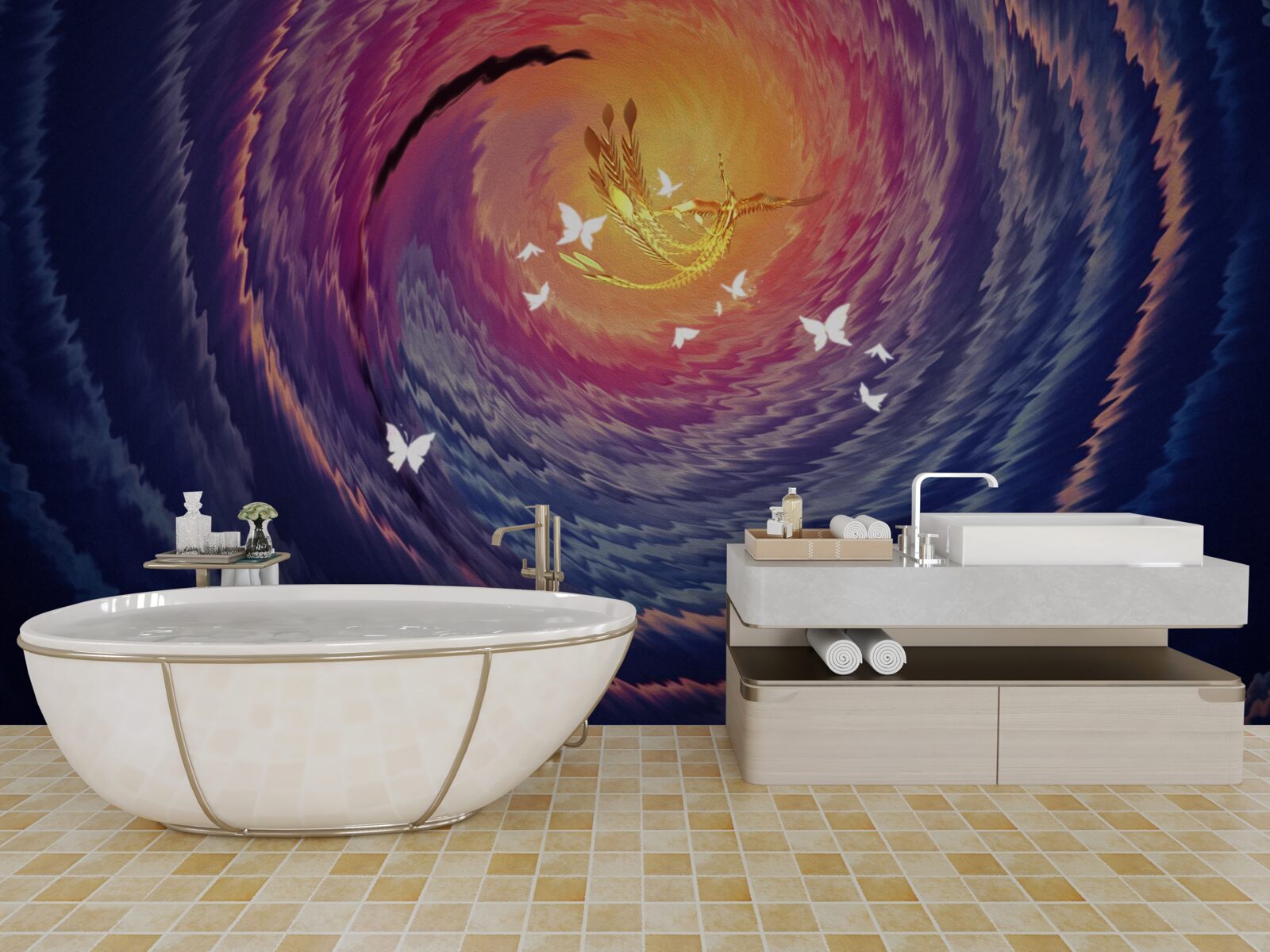 Fotobehang abstractie is licht in een donkere nacht