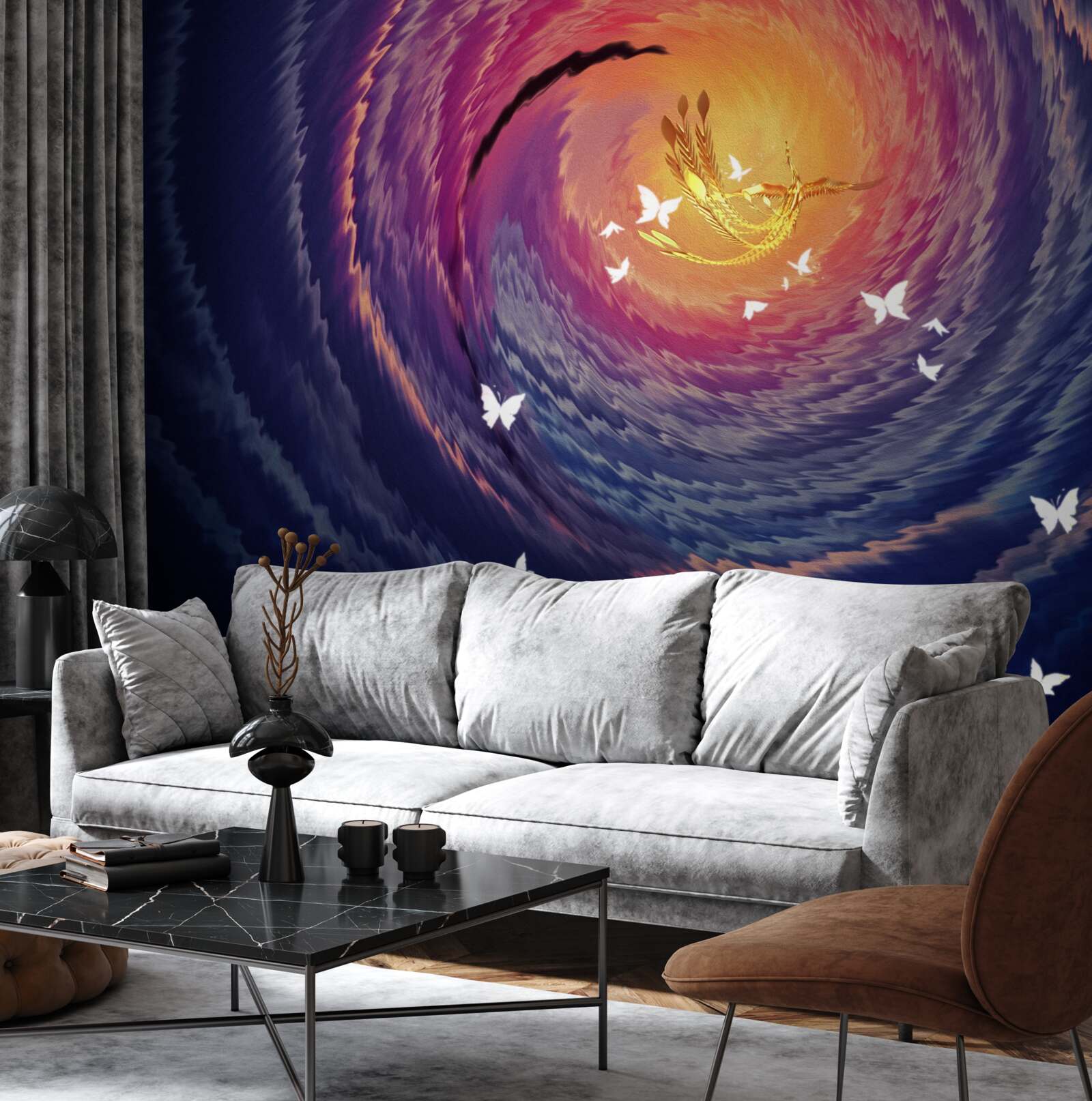 Fotobehang abstractie is licht in een donkere nacht