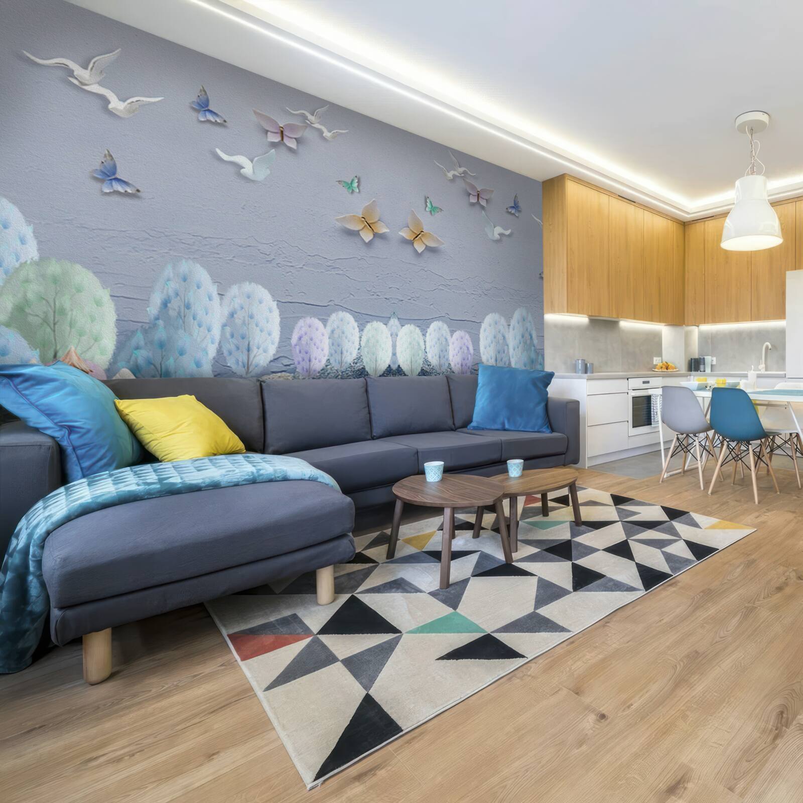 Fotobehang Het bos in de herfst is koud en vol kleur