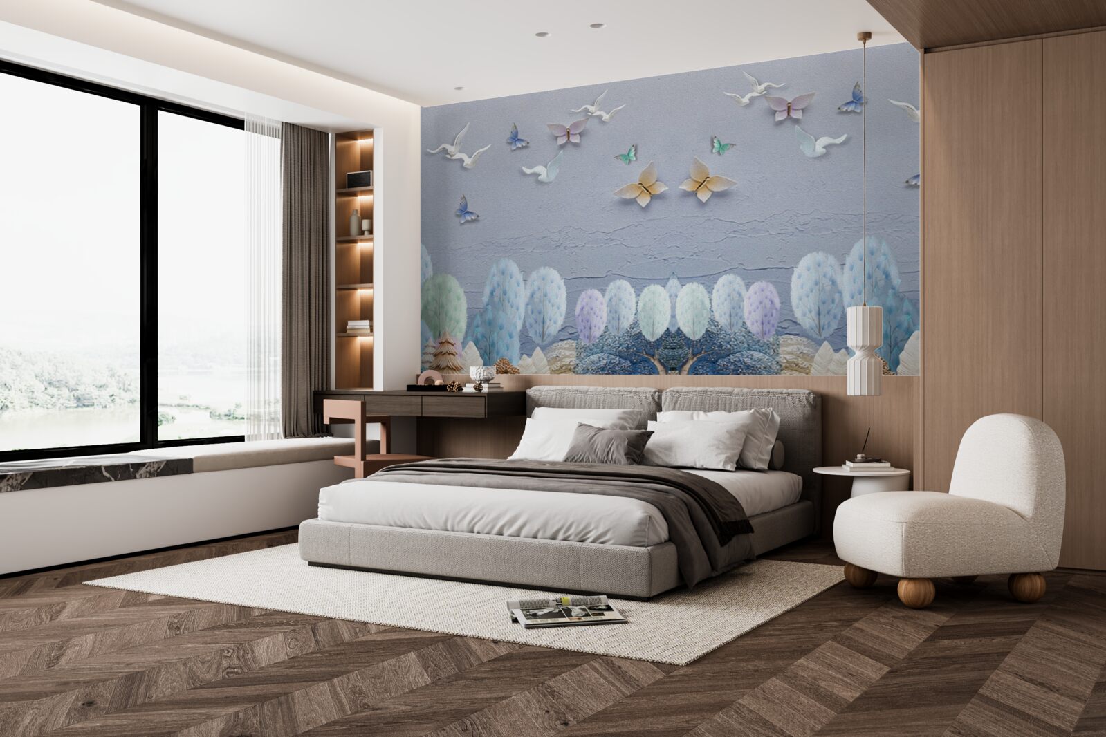 Fotobehang Het bos in de herfst is koud en vol kleur