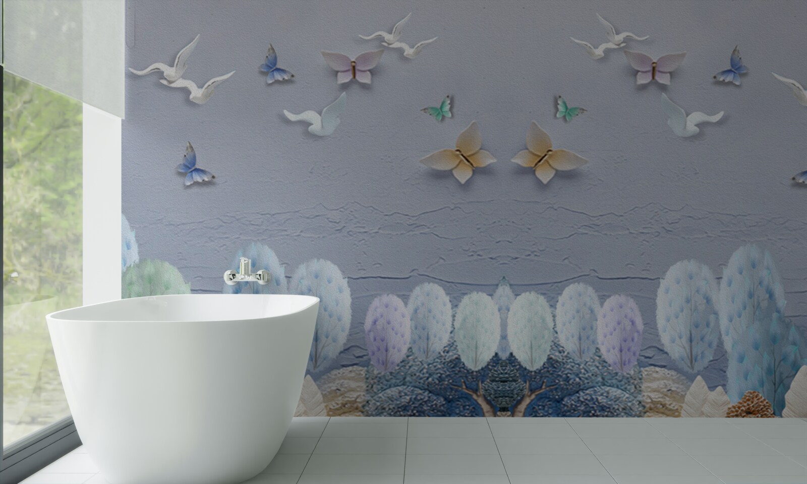 Fotobehang Het bos in de herfst is koud en vol kleur