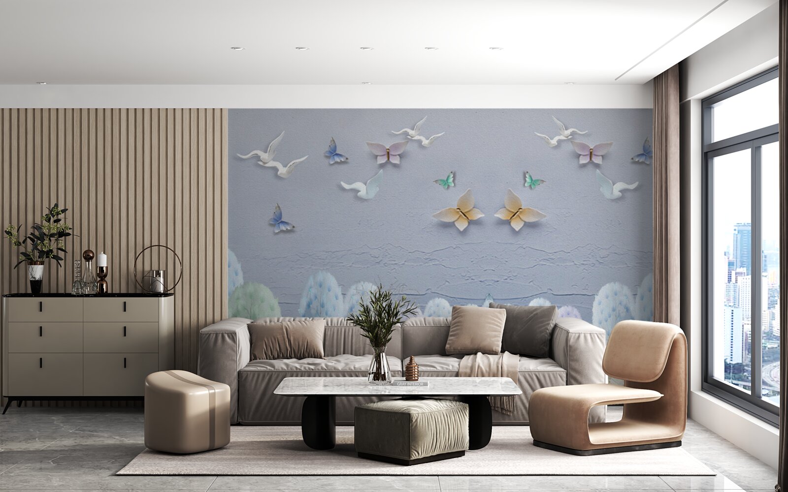 Fotobehang Het bos in de herfst is koud en vol kleur