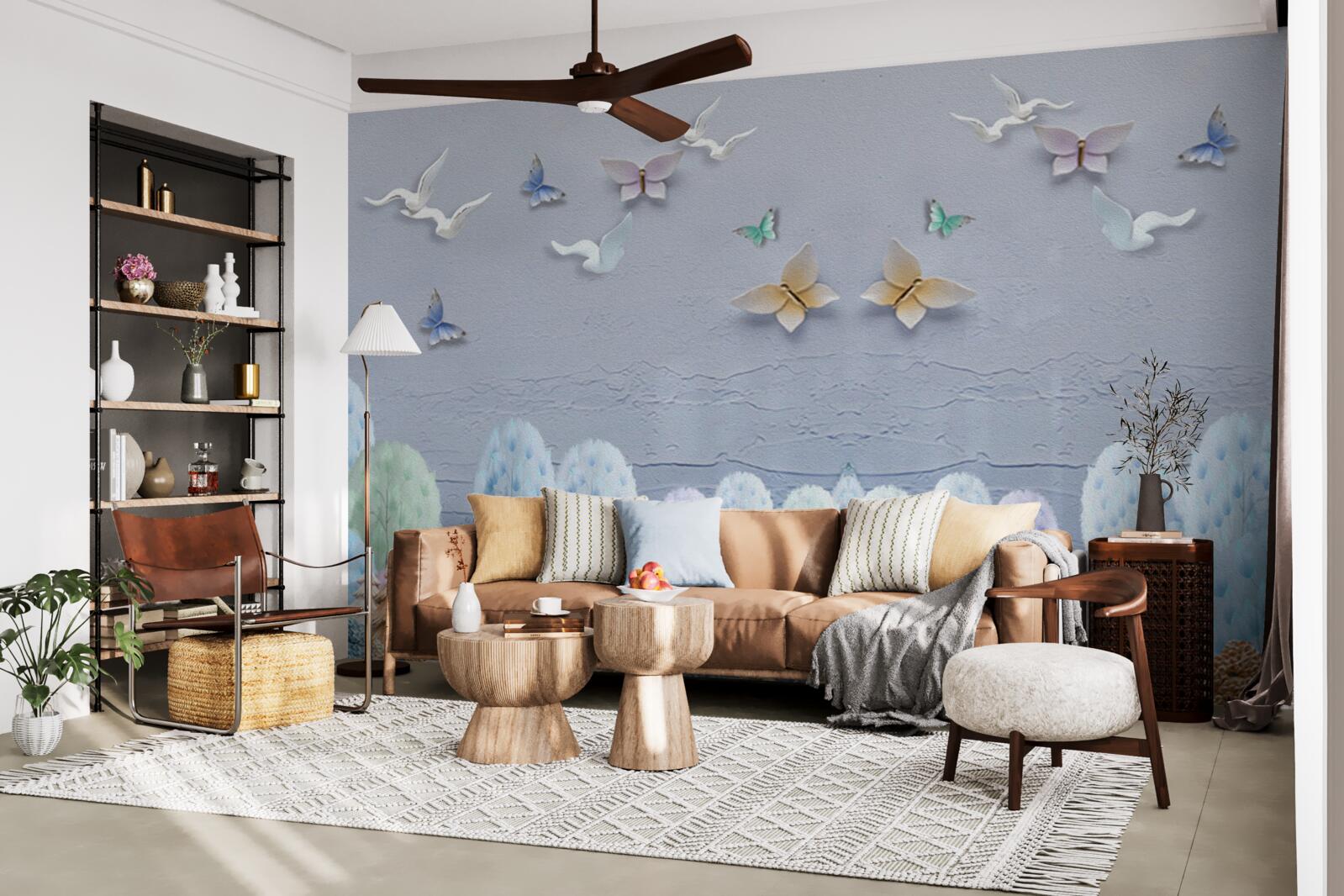 Fotobehang Het bos in de herfst is koud en vol kleur