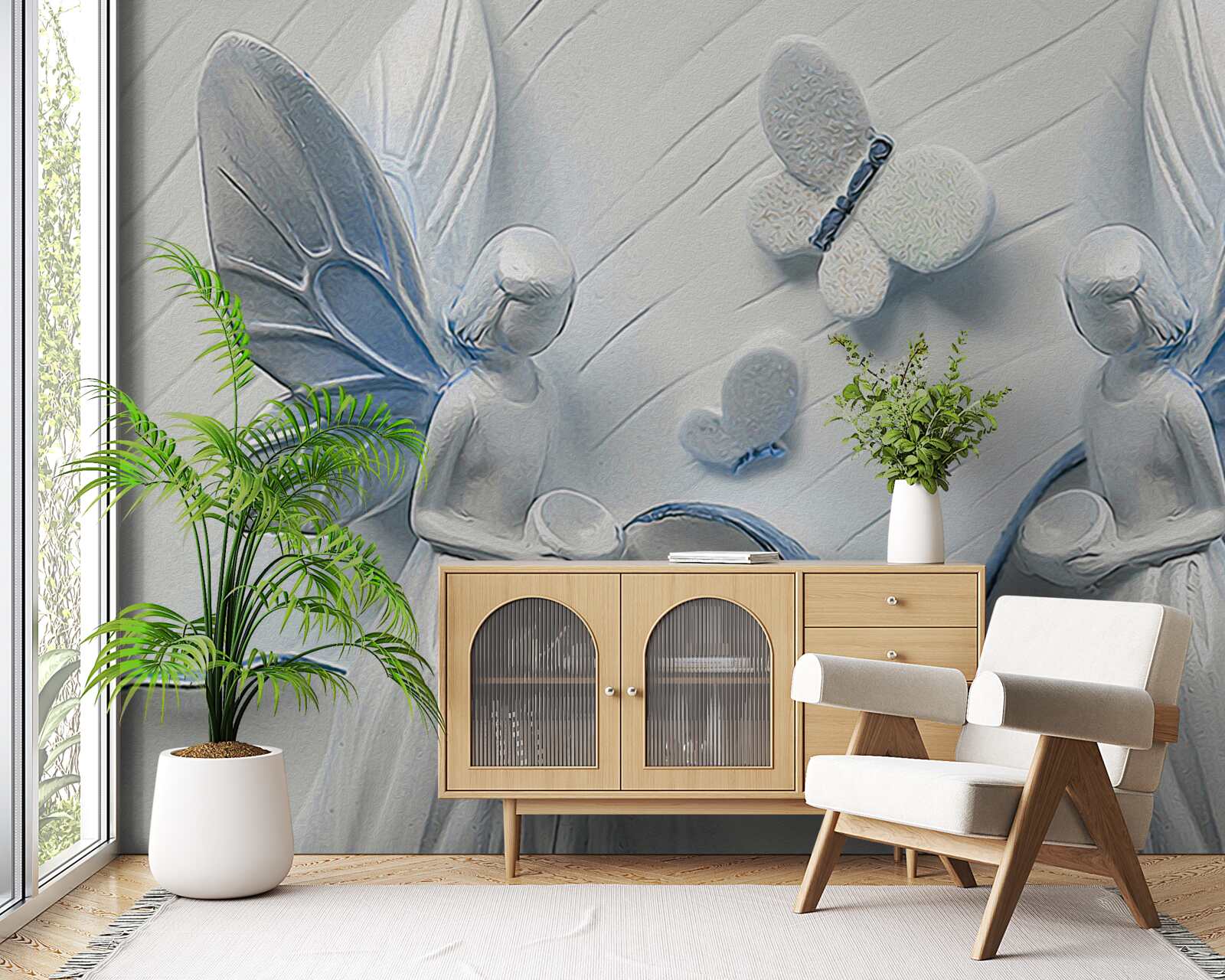 Fotobehang vrouwen met vlindervleugels