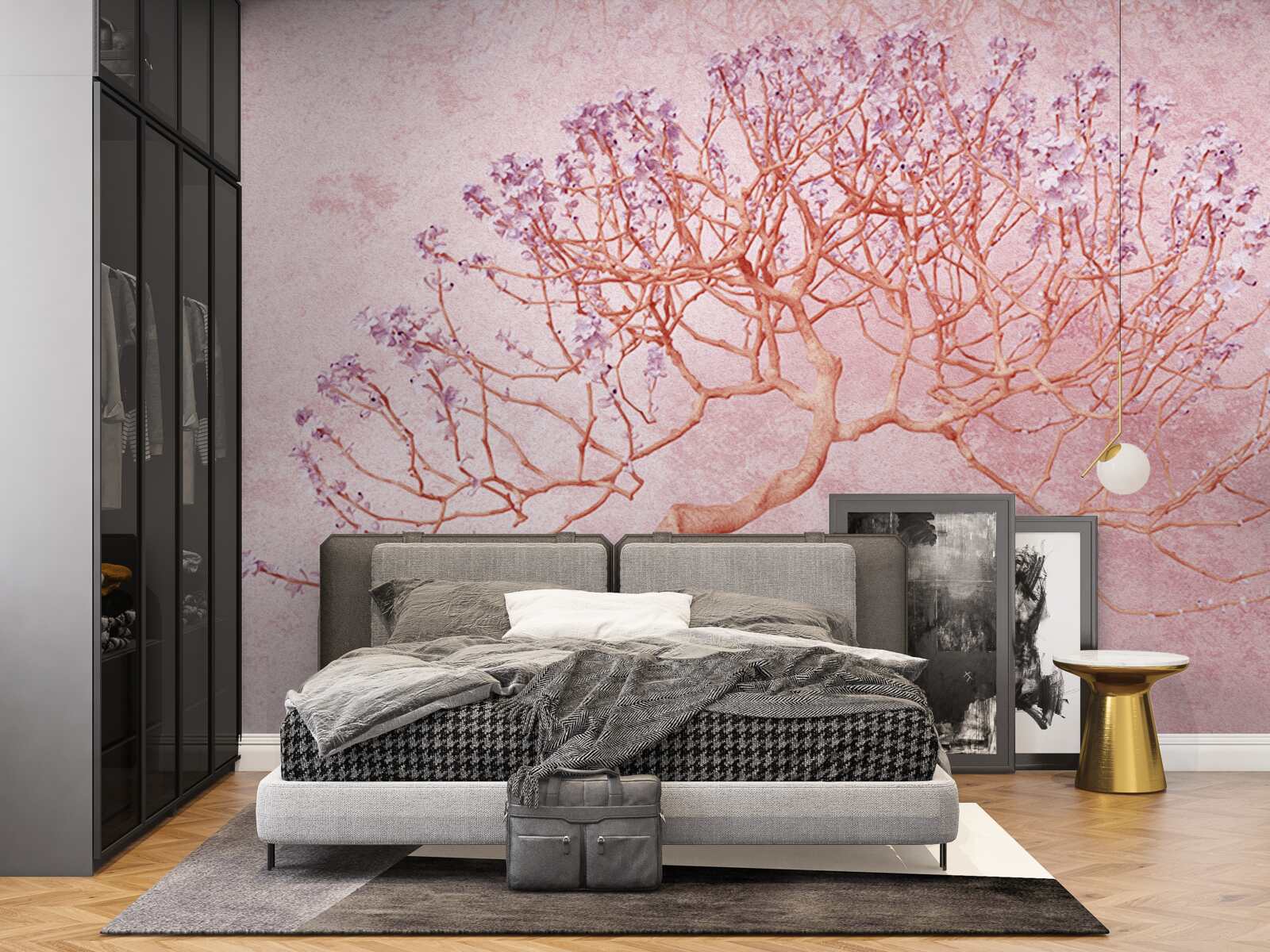 Fotobehang bloeiende boom met delicate roze bloemen