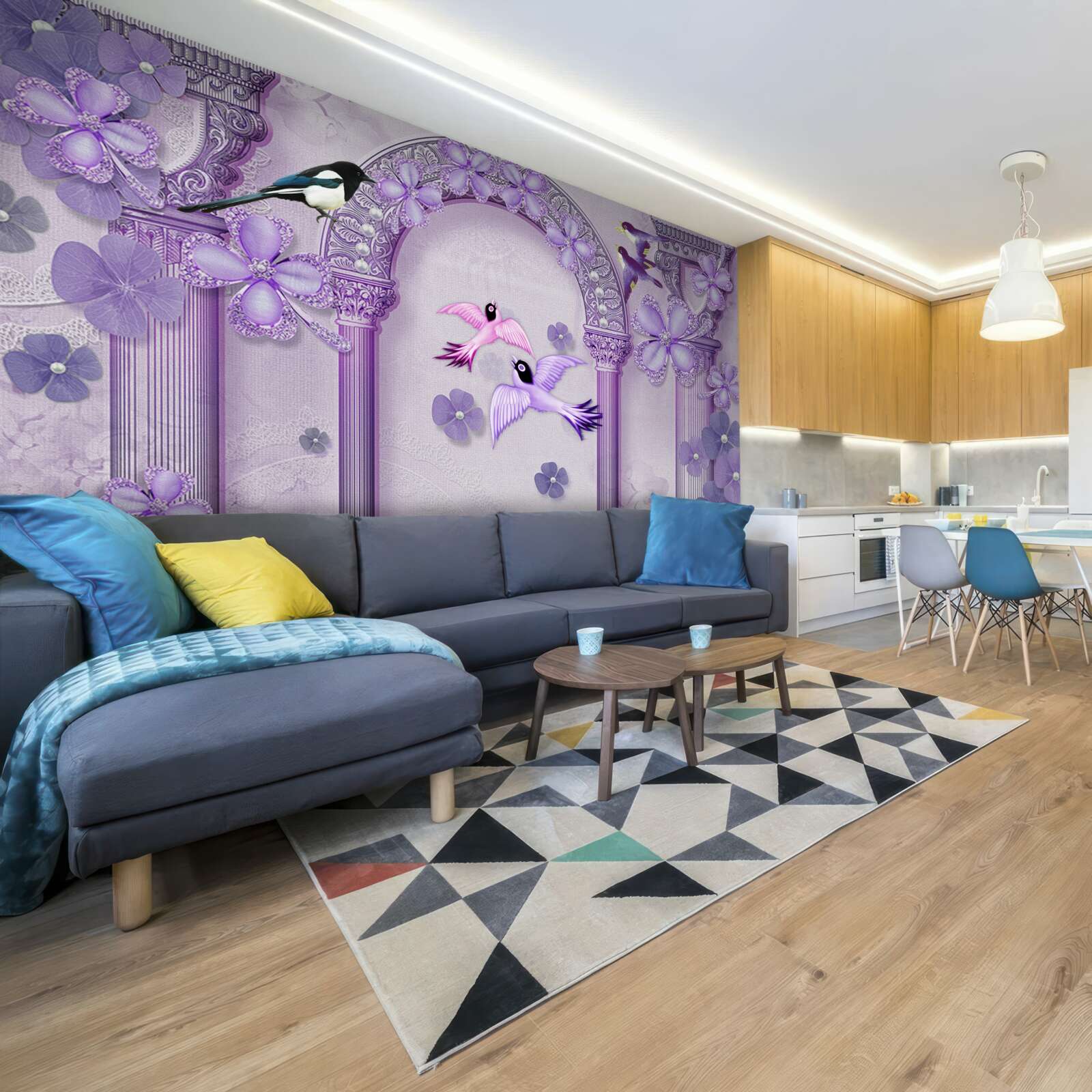 Fotobehang Bloemenboog in paarse tinten