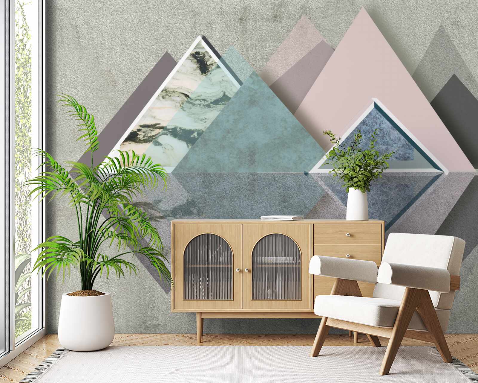 Fotobehang abstract woud van geometrie